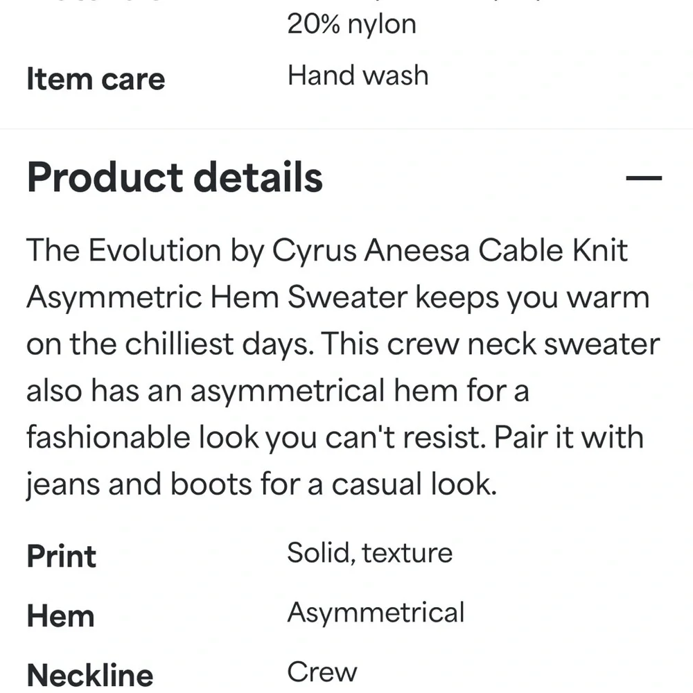 Grey Evolution by Cyrus Aneesa asymmetrical hem sweater.  Women’s size Medium - Picture 7 of 13